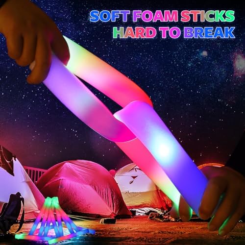 107 PCS LED Foam Glow Sticks with 3 Modes