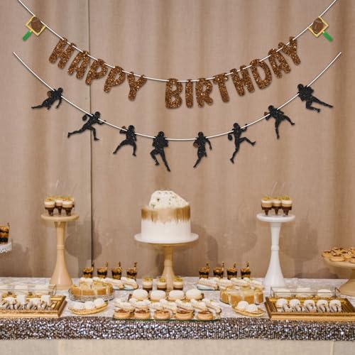 Football Birthday Banner with Glitter Letters