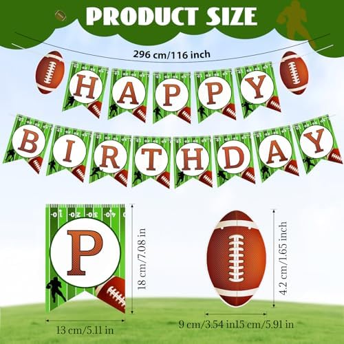 Football Birthday Banner with String Flags