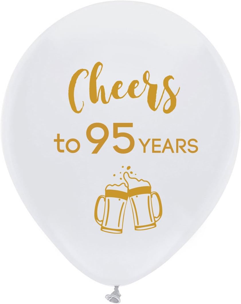 White Cheers 95th Birthday Latex Balloons 12inch 16pcs