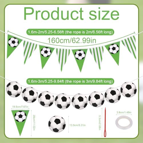 4PCS Soccer Party Banners with Pennant and Round Football Decorations