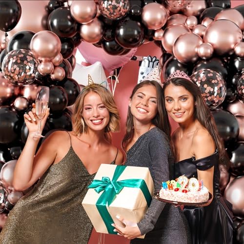 132pcs Rose Gold and Black Balloon Arch Kit for Parties