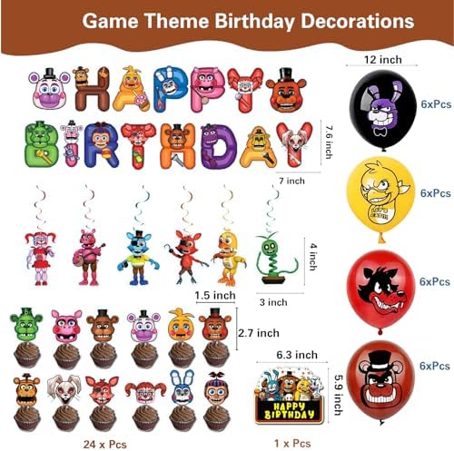 58 Pcs Game Birthday Decorations Set for Kids Parties