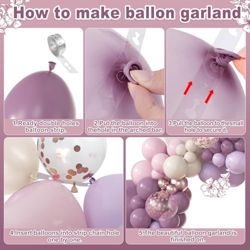 Amandir 173Pcs Dusty Purple Balloon Arch Kit