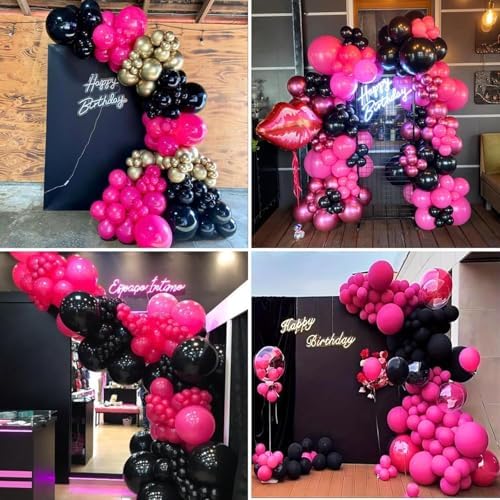Pink and Black Balloons 60PCS Decor Set for Parties