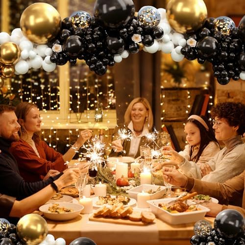 310pcs Black Gold Balloon Arch Kit for Parties