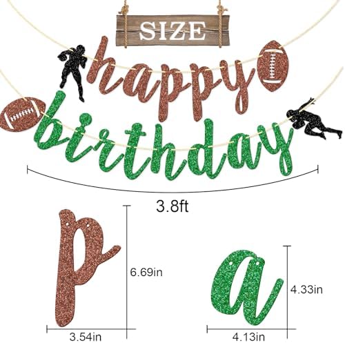 Football Birthday Banner Set with Glitter