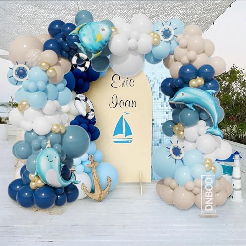 Nautical Balloon Arch Kit with Ocean Animals Decor