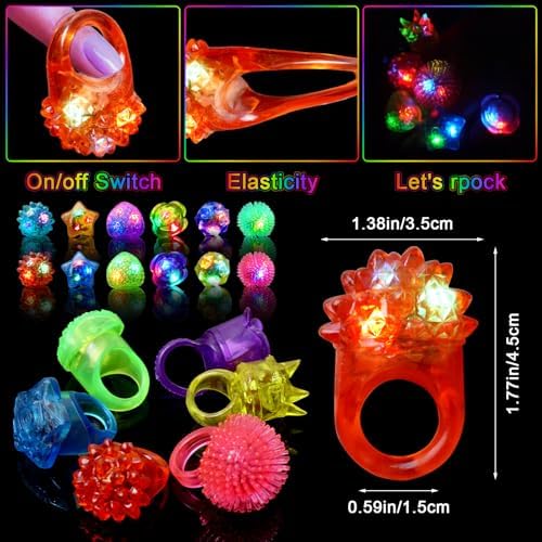 OLUPP 150 Pack LED Light Up Rings Party Favors