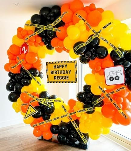 12 Inch Construction Balloons with Excavator and Helmet Designs