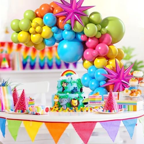 Rainbow Balloon Arch with 22in Star Foil Balloons