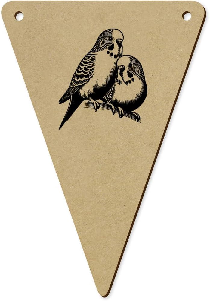 5 x 140mm Budgerigar Friends Wooden Bunting Flags