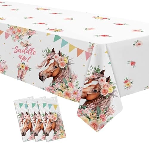 Owelleny Cowgirl Party Decorations Tablecloth 3Pcs Set