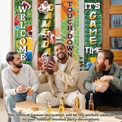 Breling Football Field Backdrop Banner Decorations 4 Pack