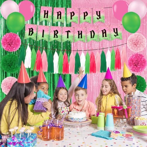 Witch Birthday Party Supplies Set Pink and Green