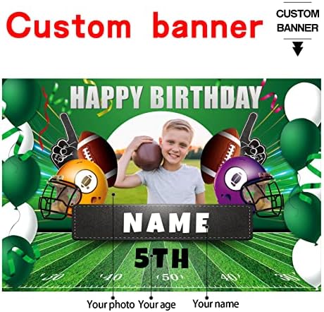 Custom Football Birthday Backdrop Banner 4x6ft