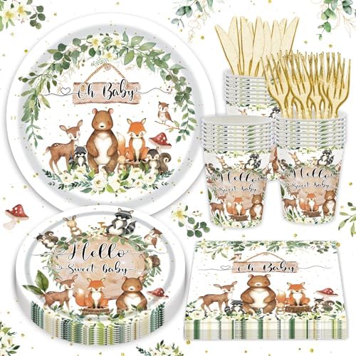 Safari Woodland Animal 120PCS Baby Shower Tableware Set