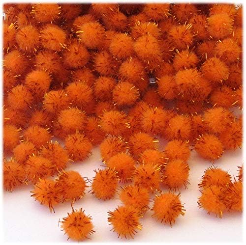 The Crafts Outlet Chenille Sparkly Pom Poms Orange 05 Inch 500 Pc