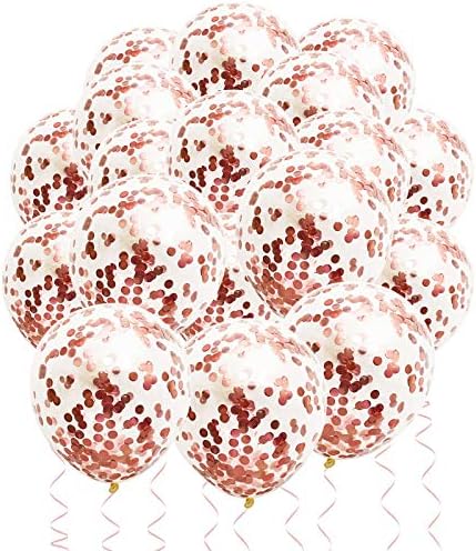 Rose Gold Confetti Balloons 25 Pcs for Party Decorations