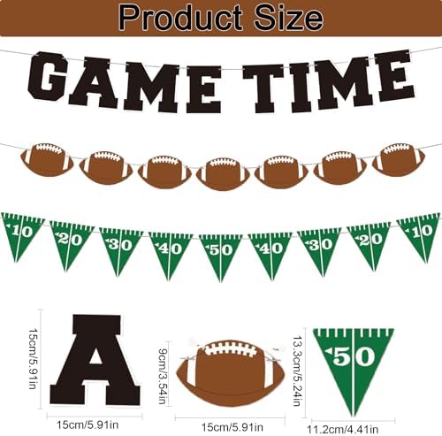 Game Time Football Banner 3Pcs Pre Strung Garland Bunting