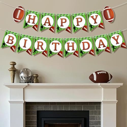 Football Birthday Banner with String Flags