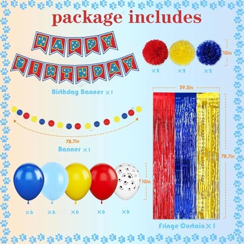 Paw Birthday Decorations Latex Balloons Kit