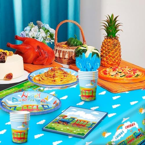 Train Birthday Party Supplies 128pcs Set