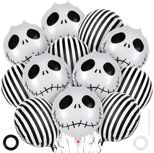 12 Pcs Halloween Balloons Skull Foil Balloons