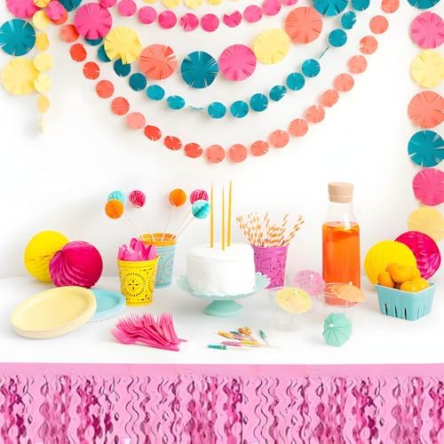 6 Pack 10 Feet Pink Metallic Foil Garland