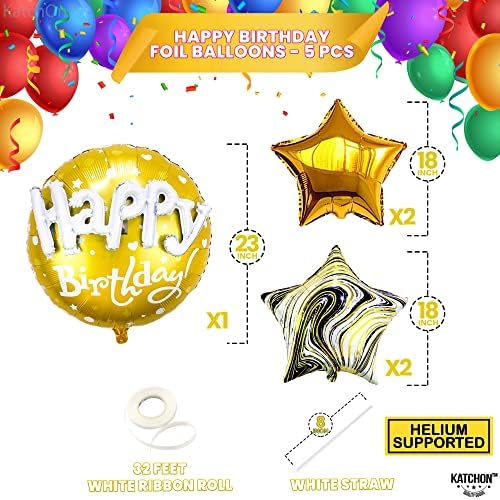 Gold Happy Birthday Balloon Set - 23 Inch Pack of 5