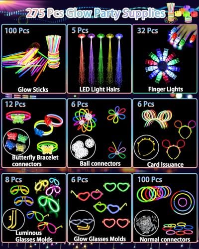 Unistylar 275 PCS Glow in the Dark Party Supplies