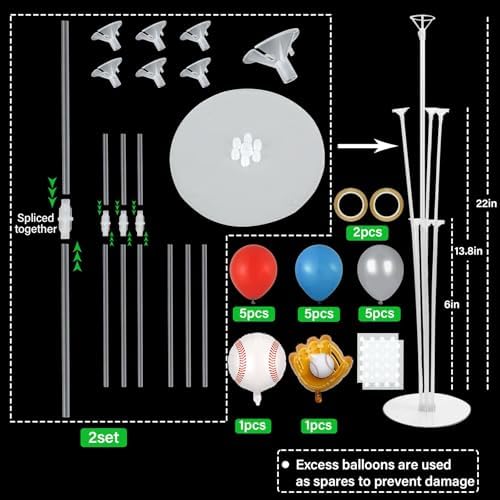 Baseball Themed Balloons Stand Kit 2 Sets