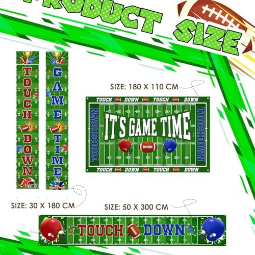 Ctosree Football Backdrop Banner Decor 4pcs Party Supplies