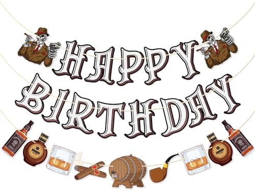 Qttier Whiskey Birthday Banner 30th 40th 50th