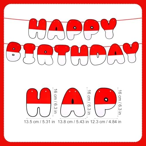 2pcs Cartoon Red White Banner Bunting Decorations