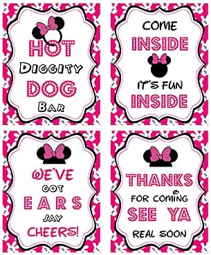Minnie Mouse 12 Months Photo Banner with Mickey Party Signs