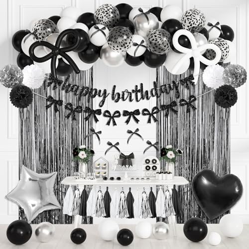 Black Bow Birthday Decorations Set