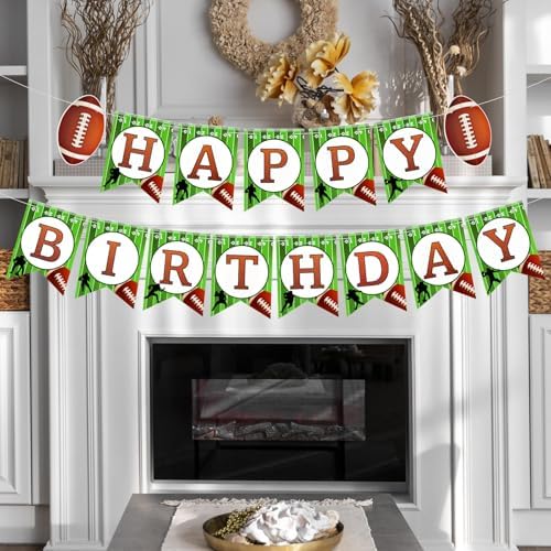 Football Birthday Banner with String Flags