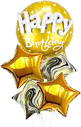 Gold Happy Birthday Balloon Set - 23 Inch Pack of 5