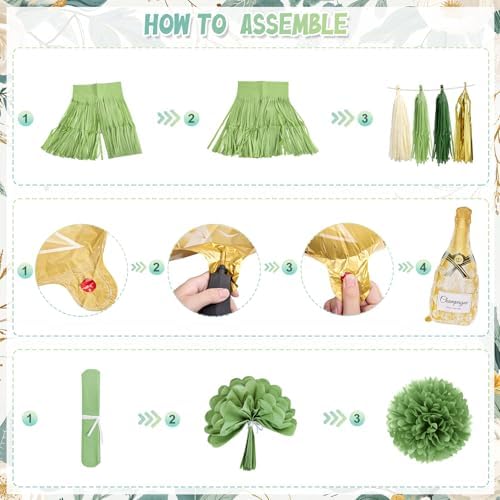 Sage Green Bridal Shower Decorations Set