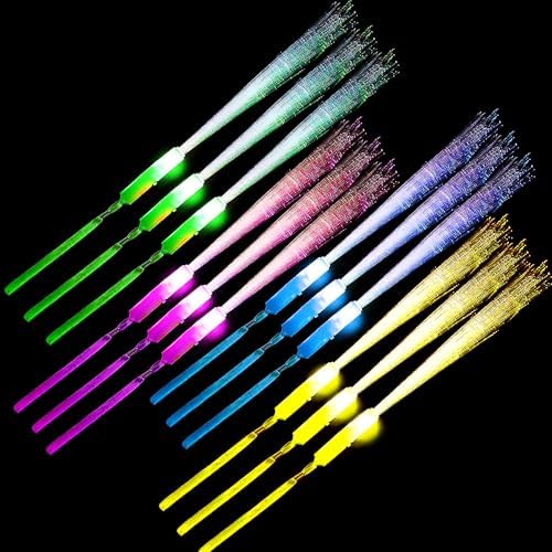 12 Pcs LED Fiber Optic Wand Glow Wands for Parties
