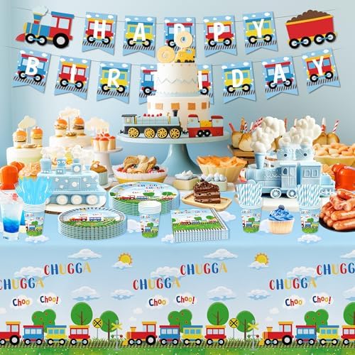 Suhelki Train Birthday Party Supplies Set for 24 Guests