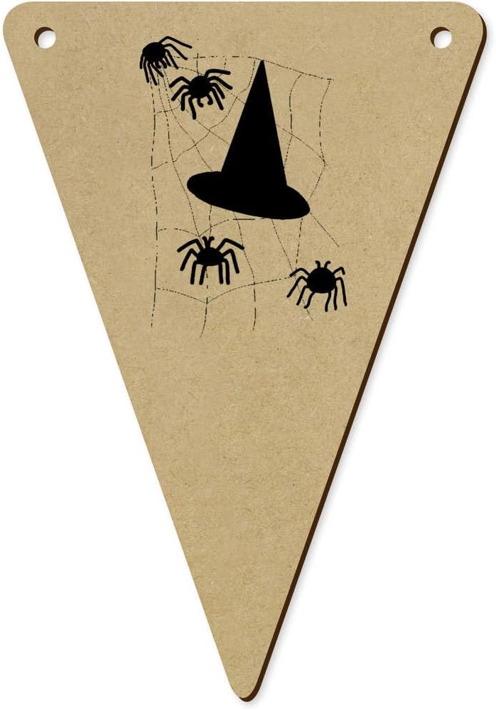 5 x 140mm Halloween Spiders On Web Wooden Bunting Flags