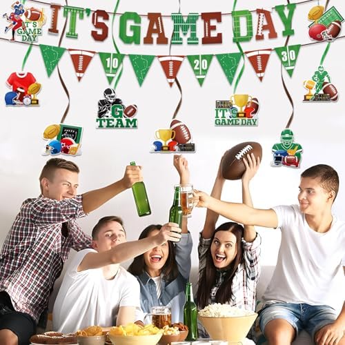 Super Football Party Decorations 2025 Game Day Banner Hanging Swirls