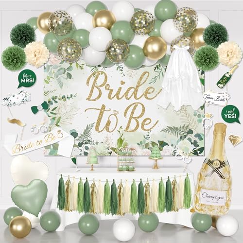 Sage Green Bridal Shower Decorations Set