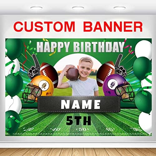 Custom Football Birthday Backdrop Banner 4x6ft