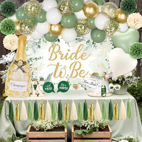 Sage Green Bridal Shower Decorations Set
