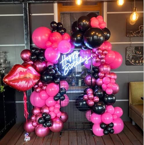 Pink and Black Balloons 60PCS Decor Set for Parties