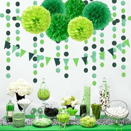 Green Party Decorations Tissue Pom Poms - 23pcs Set