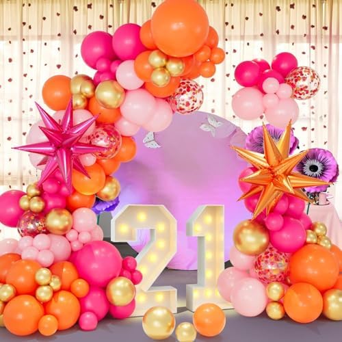 Pink Orange Balloon Arch Kit 146pcs